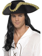 Smiffys Pirate Hat, Black, Pirate Fancy Dress, Pirate Dress Up Hats